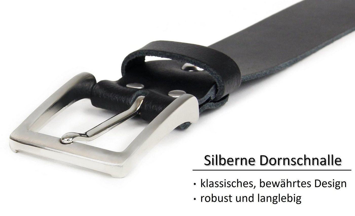 Frentree Ledergürtel aus 100% Echtleder, MADE IN GERMANY 3,8 cm breiter Gürtel aus Leder, kürzbar, Schwarz – Bild 5 von 5