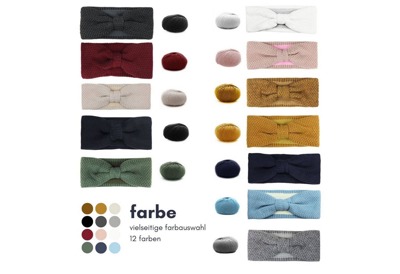 Frentree Stirnband Gefüttertes Haarband, Ohrenwärmer für Damen und Mädchen, Strickmuster mit Schleife und weichem Fleece Innenfutter – Bild 5 von 5