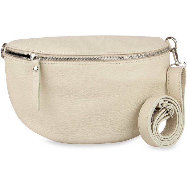 Frentree Umhängetasche Damen aus Echtleder, Made in Italy, Crossbody Schulter/Bauchtasche, mit silbernem Reißverschluss, verstellbarer Schulterriemen, Größe Max
