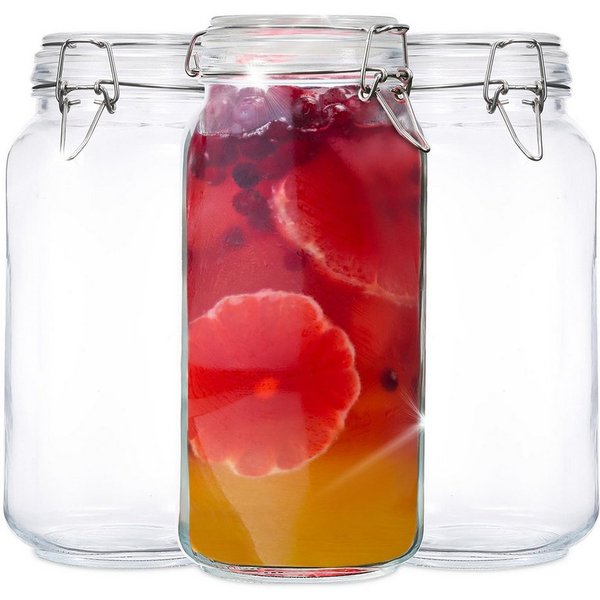 Fresh Master Einmachglas Vorratsgläser mit Drahtbügel-Verschluss, Glas, (3-tlg), mit Bügelverschluss