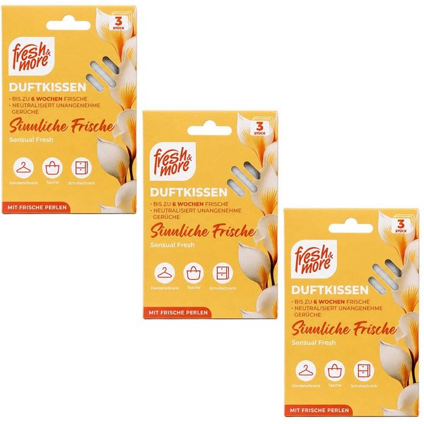 fresh & more Duftbeutel Duftkissen Mix, 3er Set, 9-tlg., 3 Packungen mit je 3 Duftkissen, 3 Duftvarianten, mit Frischeperlen