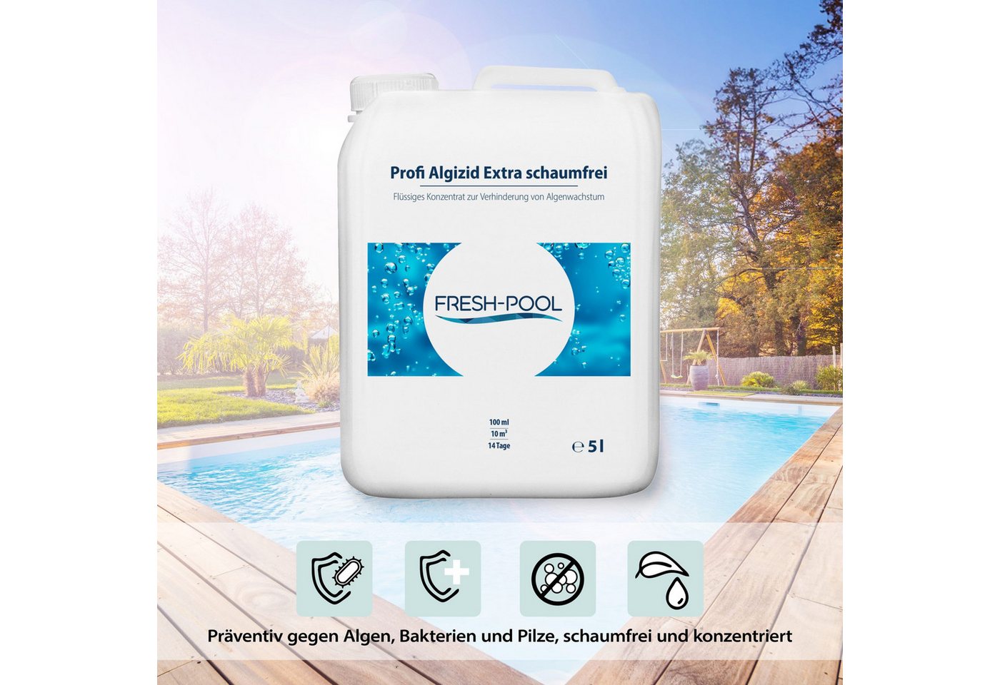 Fresh-Pool Poolpflege Profi Algizid Extra schaumfrei 5 Liter – Bild 2 von 5