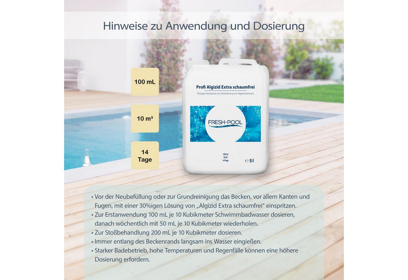 Fresh-Pool Poolpflege Profi Algizid Extra schaumfrei 5 Liter – Bild 4 von 5