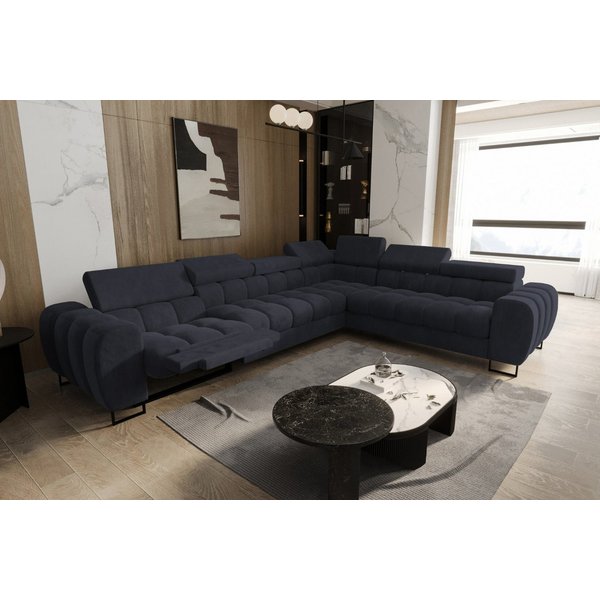 Friderik-EU Ecksofa Aspen Max Relax, L-Form Modernes Sofa mit Schlaffunktion, 330x260 cm, Couch mit verstellbaren Kopfstützen, Liegefläche 117x190cm, Schlafsofa