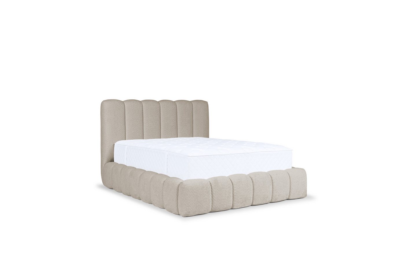Friderik-EU Polsterbett CANDE mit Bettkasten, Lattenrost und gepolstertem Kopfteil, Wolkenbett (Doppelbett mit Stauraum, Stabilem Holzrahmen, Bouclé-Stoff) – Bild 2 von 5