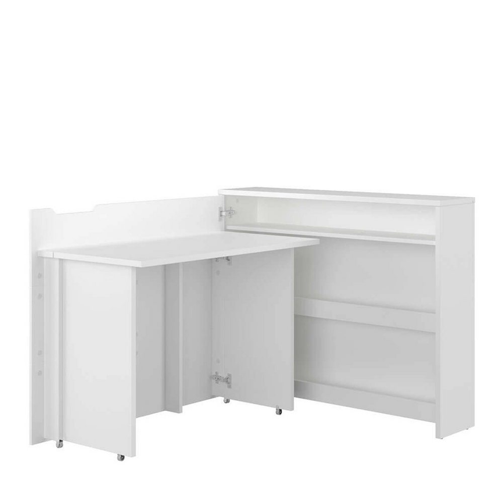 Friderik-EU Schreibtisch Work Concept Klappbarer und Ausziehbarer mit Rollen 115x93x27 cm (mit 3 Regalen), Platzsparender Computertisch für Homeoffice und Arbei – Bild 3 von 5