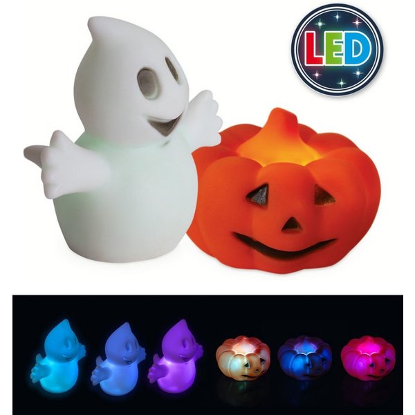 Fries LED-Dekofigur Halloween LED Lampe Geist oder Kürbis 8 cm mit Farbwechsel Karneval, Ideale Deko für Halloween oder Karneval