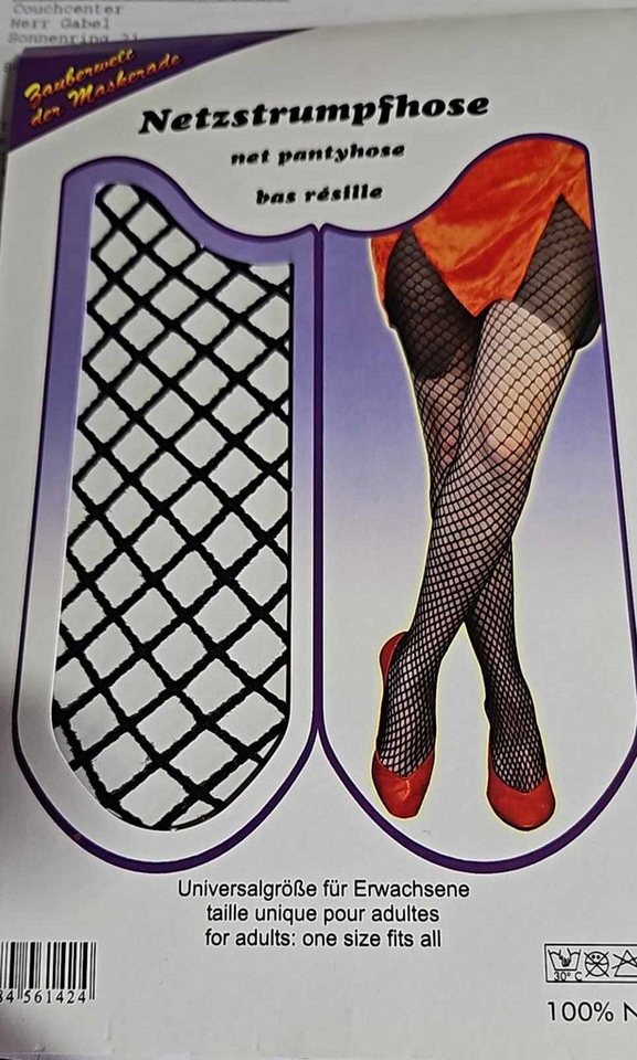 Fries Netzstrumpfhose Nylon Netzstrumpfhose Strumpfhose Schwarz Netz Karneval Fasching Party – Bild 2 von 3
