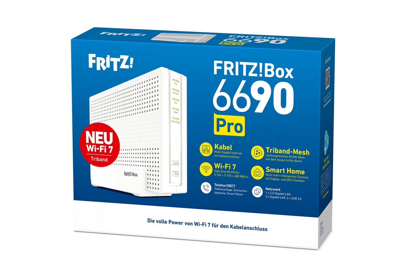 Fritz! FRITZ!Box 6690 Pro WLAN-Router, Kabel DOCSIS 3.1, Wi-Fi 7 Tri-Band 12.208 MBit/s, Zigbee, DECT – Bild 4 von 5