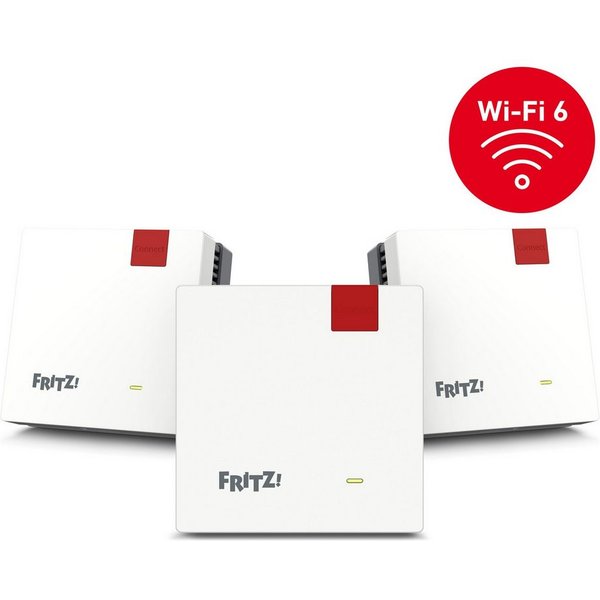 Fritz! FRITZ!Mesh Set 1600 3er-Set WLAN-Repeater, 3er-Mesh-Set, 3x Repeater 1200 AX, Wi-Fi 6 3.000 MBit/s, Gigabit
