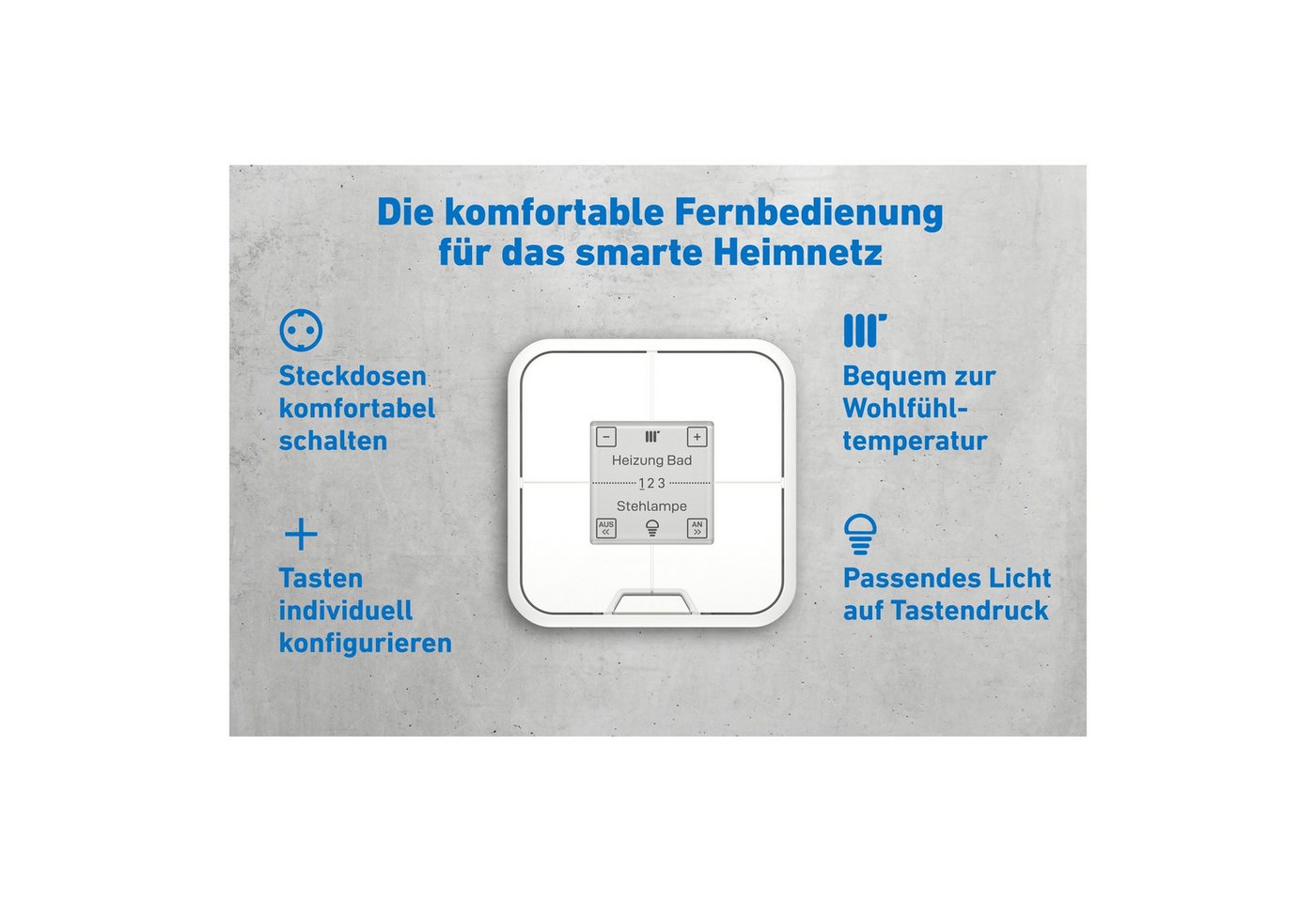Fritz! FRITZ!Smart Control 440 Smart-Home-Zubehör, Smart-Taster, 4 Tasten für 12 Geräte, E-Paper, Temperatursensor – Bild 4 von 5