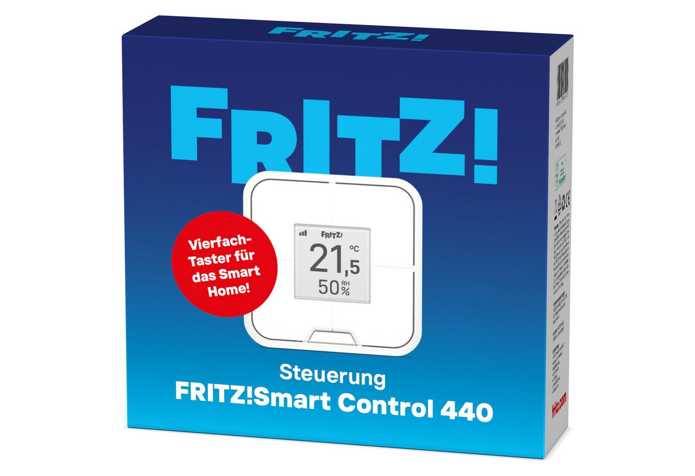 Fritz! FRITZ!Smart Control 440 Smart-Home-Zubehör, Smart-Taster, 4 Tasten für 12 Geräte, E-Paper, Temperatursensor – Bild 5 von 5
