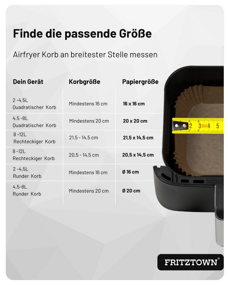 FRITZTOWN Backpapier Air fryer Backpapier, Backpapier für die Heißluftfritteuse, Air fryer Heißluftfritteuse Backpapier Einwegschalen – Bild 4 von 5