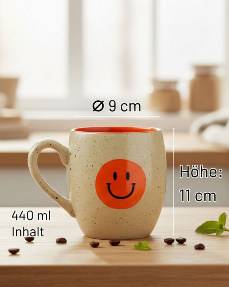 FRITZTOWN Tasse Good Vibes Only 440ml, Große Keramiktasse in Geschenkverpackung, 4-tlg., Keramik – Bild 2 von 5