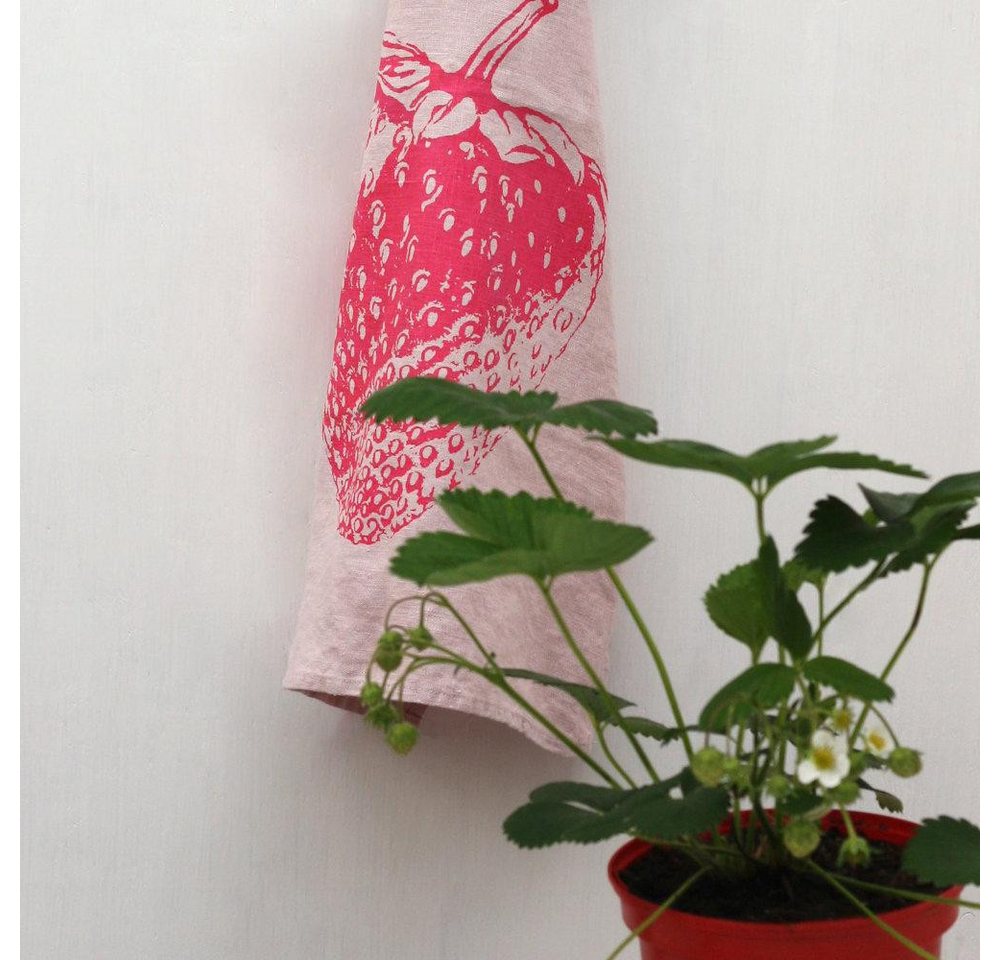 Frohstoff Geschirrtuch Geschirrtuch Leinen Erdbeere Pink – Bild 2 von 3