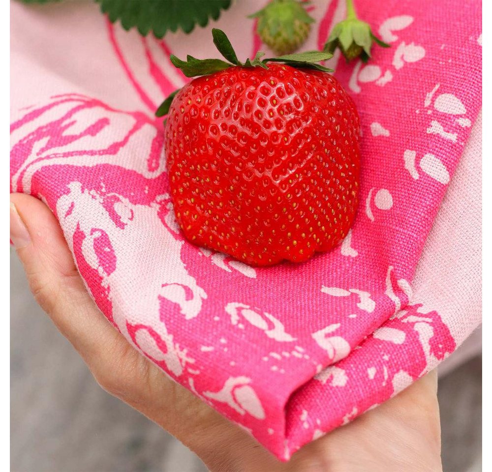 Frohstoff Geschirrtuch Geschirrtuch Leinen Erdbeere Pink – Bild 3 von 3