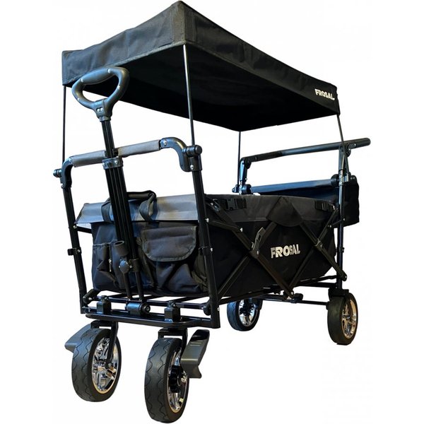 Frosal Bollerwagen Loki mit Sonnendach und Schiebegriff faltbar, faltbar schwarz
