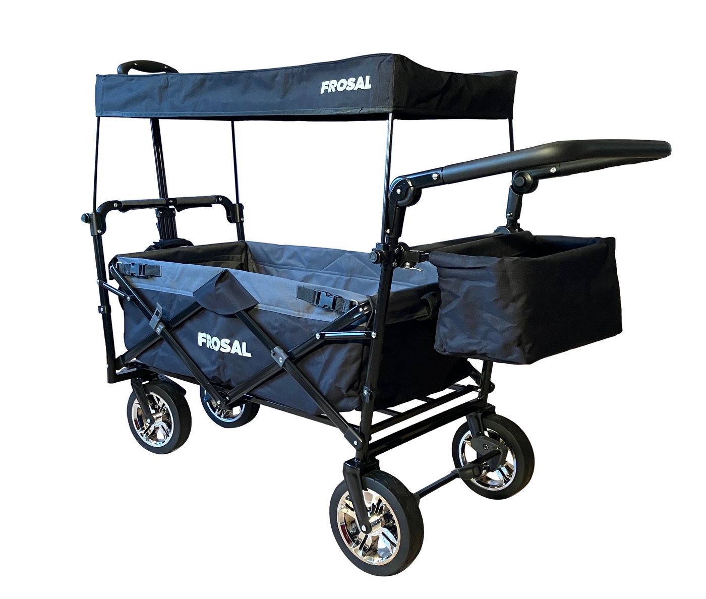Frosal Bollerwagen Loki mit Sonnendach und Schiebegriff faltbar, faltbar schwarz – Bild 2 von 5