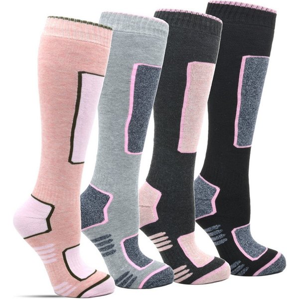 Frostfighter Skistrümpfe Damen Skisocken Thermo Kniestrümpfe (4-Paar) Vollfrottee Innenfutter