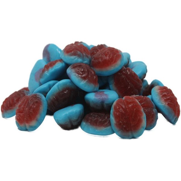 Fruchtgummi Bären & Co. Süßigkeit, Fruchtgummi Super Gehirne blau rot mit Schaumzucker Halal 300g