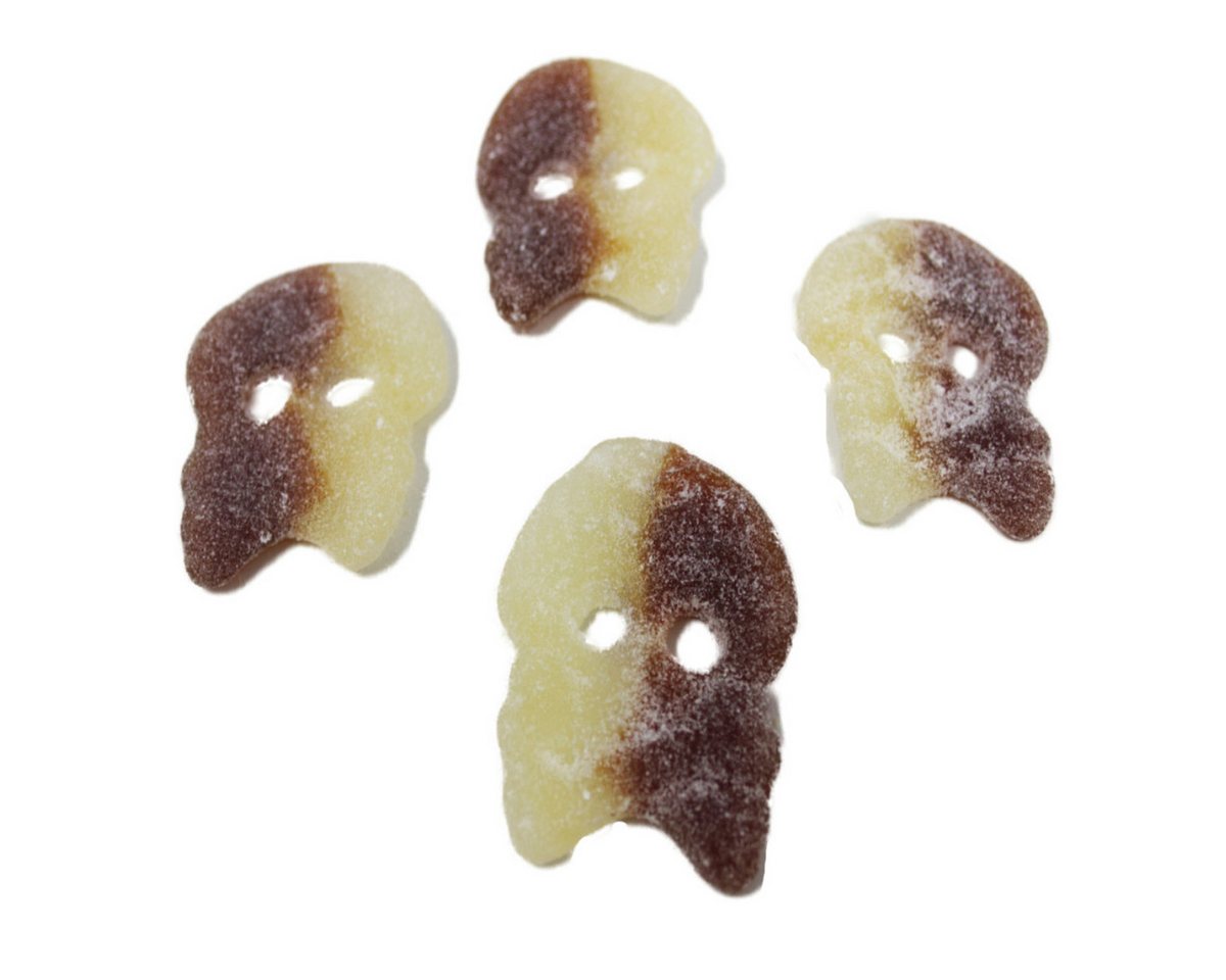 Fruchtgummi Bären & Co. Süßigkeit, Fruchtgummi Totenköpfe Cool Cola zweifarbig sauer gezuckert 175g – Bild 2 von 3