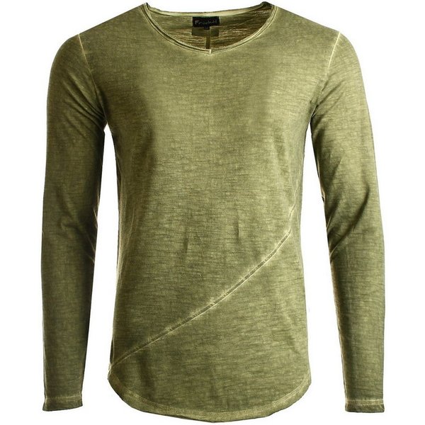 Früchtl Longsleeve mit tiefem V-Ausschnitt