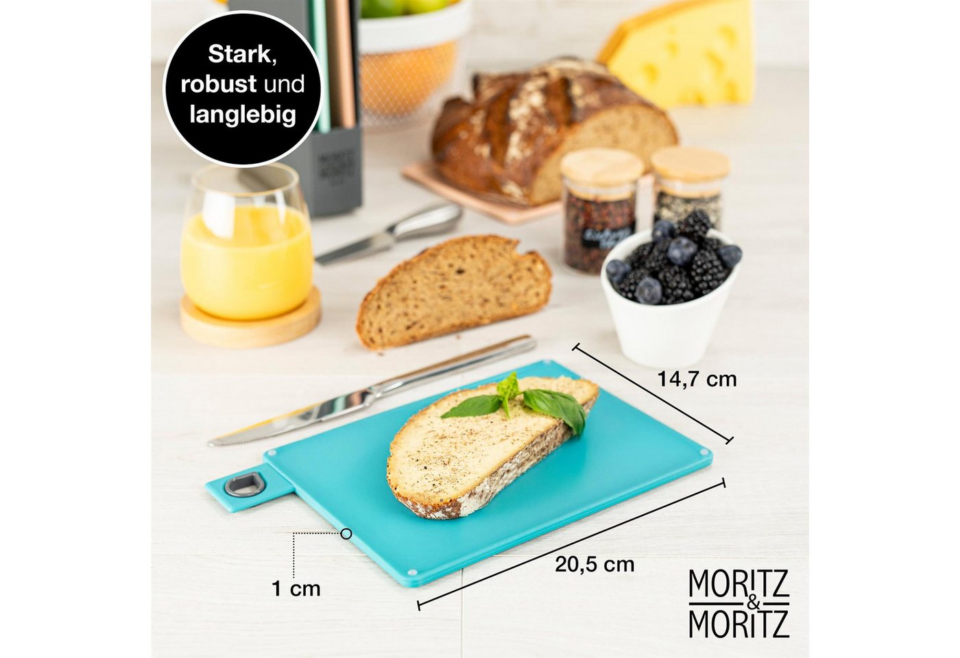 Moritz & Moritz Frühstücksbrett Moritz & Moritz 4x Kunststoffbrett im Ständer Bunt Kl. – Bild 2 von 5