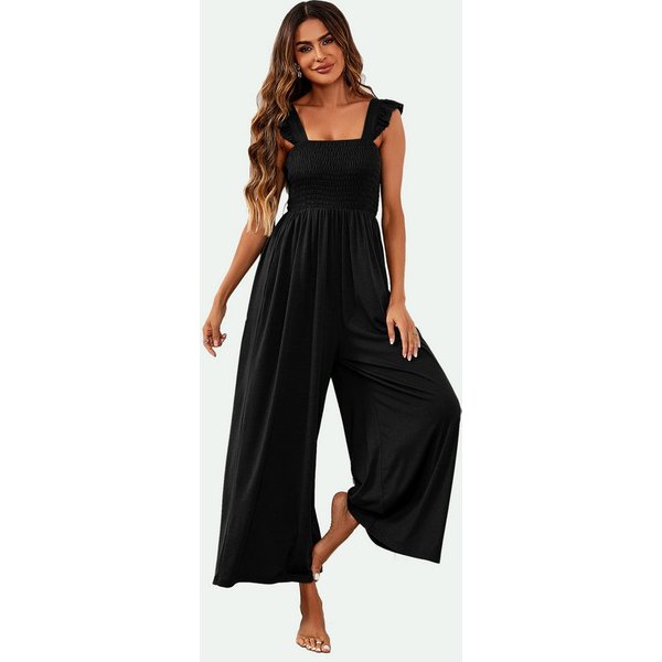 FS Collection Jumpsuit Damen Jumpsuit Stretch mit Smokdetails & weitem Bein - Trendy (Einheitsgröße: XS (EU:36 / UK:8) · S (EU:38 / UK:10) · M (EU:40 / UK:12) ·