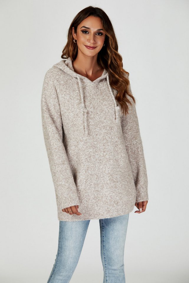 FS Collection Kapuzenpullover Damen Strick Kapuzenpullover Hoodie Oversize Pullover Einheitsgröße (Einheitsgröße: EU 36–44 / UK 8–16) Weicher Wollmix mit Kapuze – Bild 2 von 5