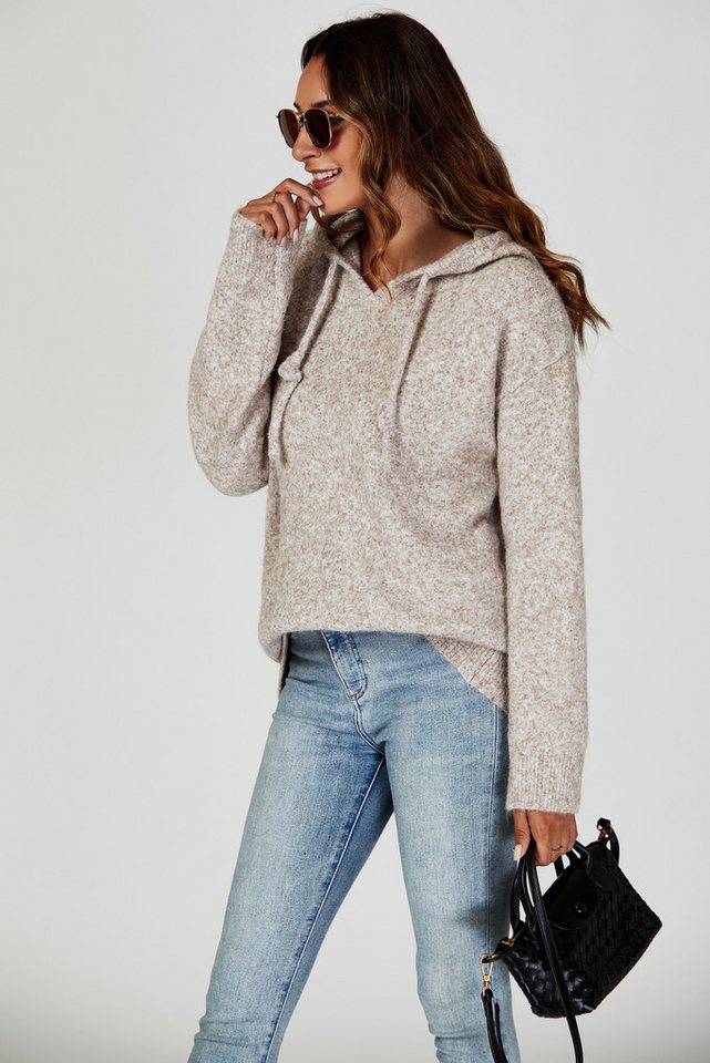 FS Collection Kapuzenpullover Damen Strick Kapuzenpullover Hoodie Oversize Pullover Einheitsgröße (Einheitsgröße: EU 36–44 / UK 8–16) Weicher Wollmix mit Kapuze – Bild 3 von 5