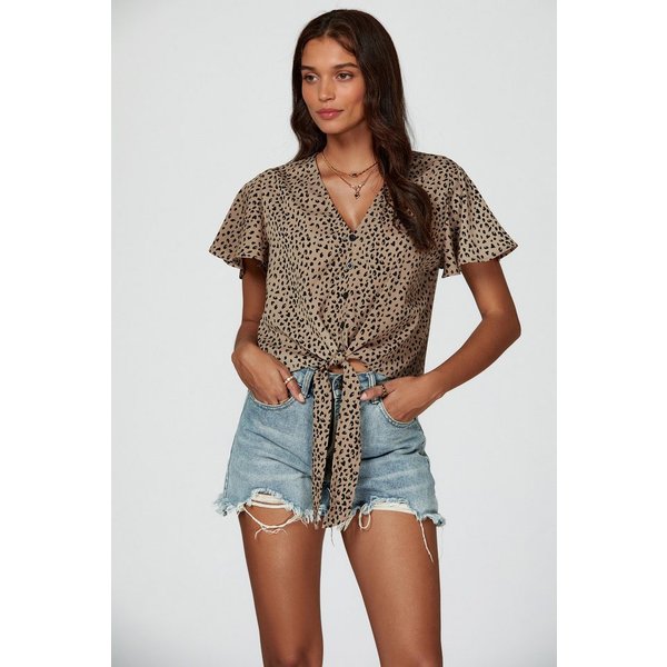 FS Collection Kurzarmbluse Damen Kurzarmbluse Crop Top Knotenbluse Knopfleiste Elegant (XS (EU:36 / UK:8) · S (EU:38 / UK:10) · M (EU:40 / UK:12) · L (EU:42 / U