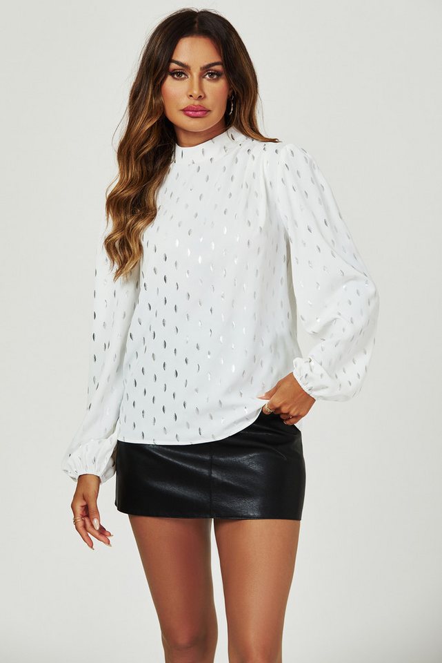 FS Collection Langarmbluse Damen Elegante Bluse mit Marmormuster, langärmliges Blusenoberteil (XS (EU:36 / UK:8) · S (EU:38 / UK:10) · M (EU:40 / UK:12) · L (EU – Bild 2 von 5