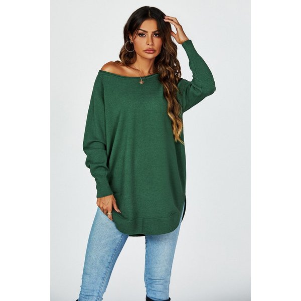 FS Collection Longpullover Damen Longpullover Oversize Strickpullover für Herbst/Winter, Onesize (Einheitsgröße: UK 8–16 / EU 36–44, 4 Farben : Schwarz, Creme,H