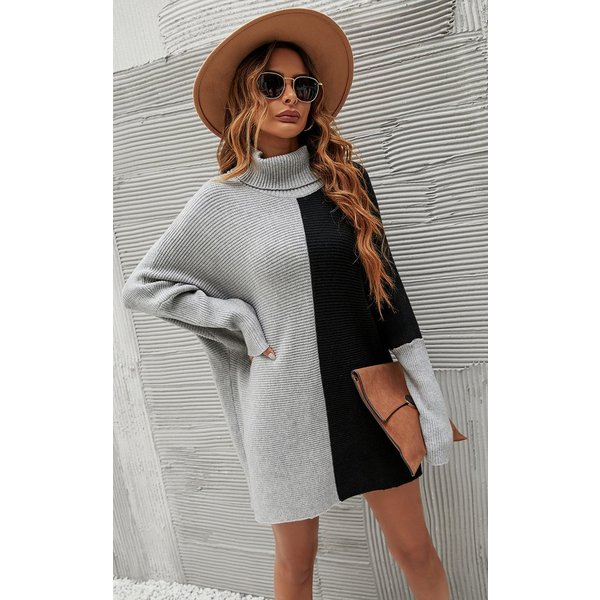 FS Collection Longpullover Damen Pullover-Oberteil Longpullover Blockfarben Rollkragen Halblang (Einheitsgröße: UK 8–16 / EU 36–44, 7 stilvollen Farbvarianten) 