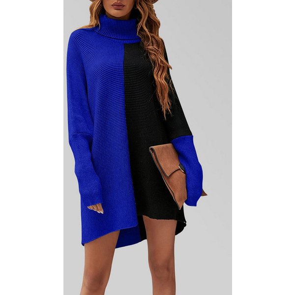 FS Collection Longpullover Damen Pullover-Oberteil Longpullover Blockfarben Rollkragen Halblang (Einheitsgröße: UK 8–16 / EU 36–44, 7 stilvollen Farbvarianten) 