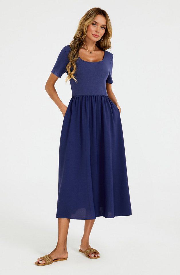 FS Collection Midikleid Midikleid Sommerkleid Freizeitkleid mit Wickeloptik Kurzarm elegant (XS (EU:36 / UK:8) · S (EU:38 / UK:10) · M (EU:40 / UK:12) · L (EU:4 – Bild 2 von 5