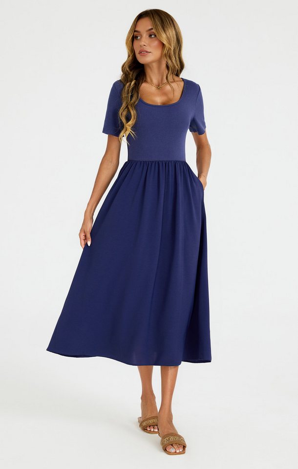 FS Collection Midikleid Midikleid Sommerkleid Freizeitkleid mit Wickeloptik Kurzarm elegant (XS (EU:36 / UK:8) · S (EU:38 / UK:10) · M (EU:40 / UK:12) · L (EU:4 – Bild 3 von 5