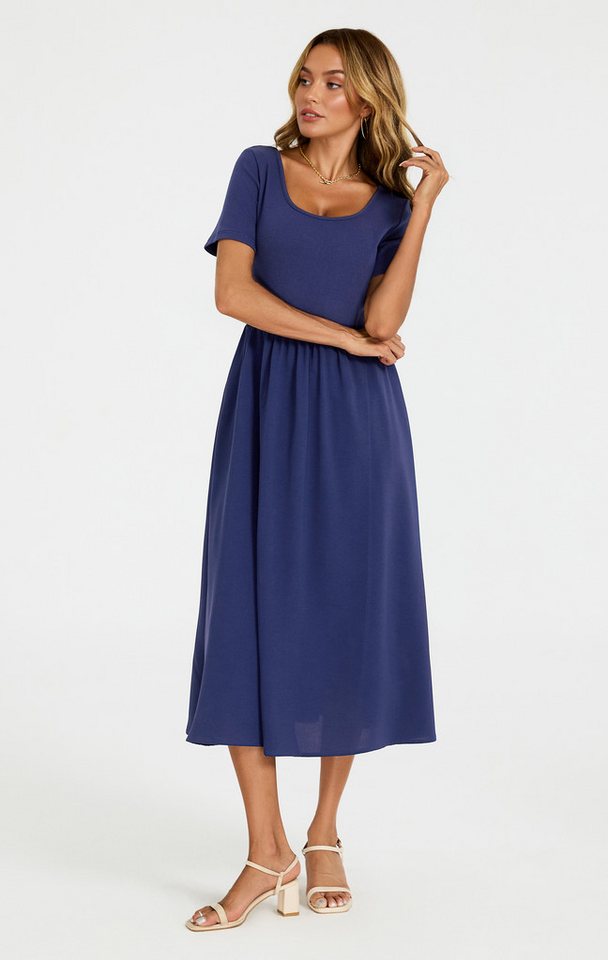 FS Collection Midikleid Midikleid Sommerkleid Freizeitkleid mit Wickeloptik Kurzarm elegant (XS (EU:36 / UK:8) · S (EU:38 / UK:10) · M (EU:40 / UK:12) · L (EU:4 – Bild 4 von 5