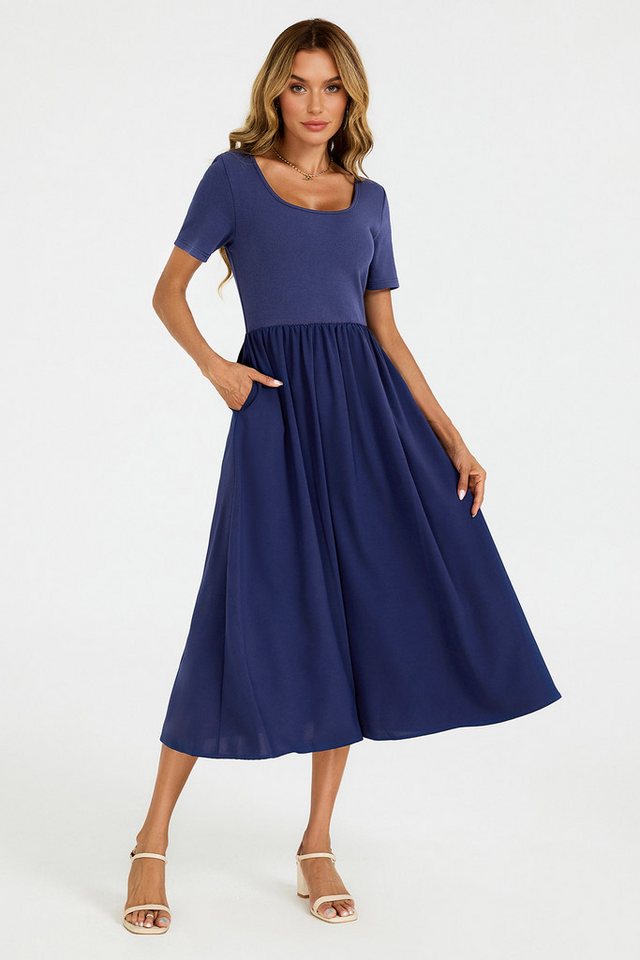 FS Collection Midikleid Midikleid Sommerkleid Freizeitkleid mit Wickeloptik Kurzarm elegant (XS (EU:36 / UK:8) · S (EU:38 / UK:10) · M (EU:40 / UK:12) · L (EU:4 – Bild 5 von 5