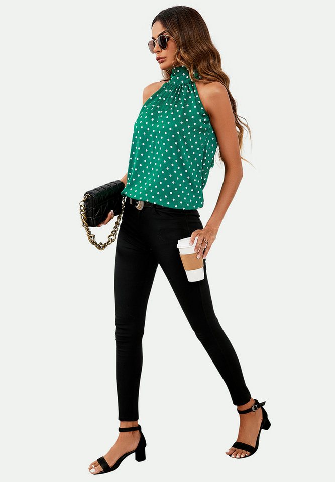 FS Collection Neckholdertop Neckholder-Top mit Bindeband hinten und Blumenmuster / Punkemuster (XS (EU:36 / UK:8) · S (EU:38 / UK:10) · M (EU:40 / UK:12) · L (E – Bild 4 von 5
