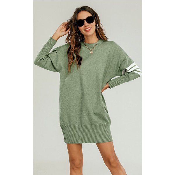FS Collection Strickkleid Damen Gestricktes Tunika Pulloverkleid Strickkleider Longpullover (Einheitsgröße: UK 8–16 / EU 36–44, 5 Farben : Grau, Schwarz, Navy, 