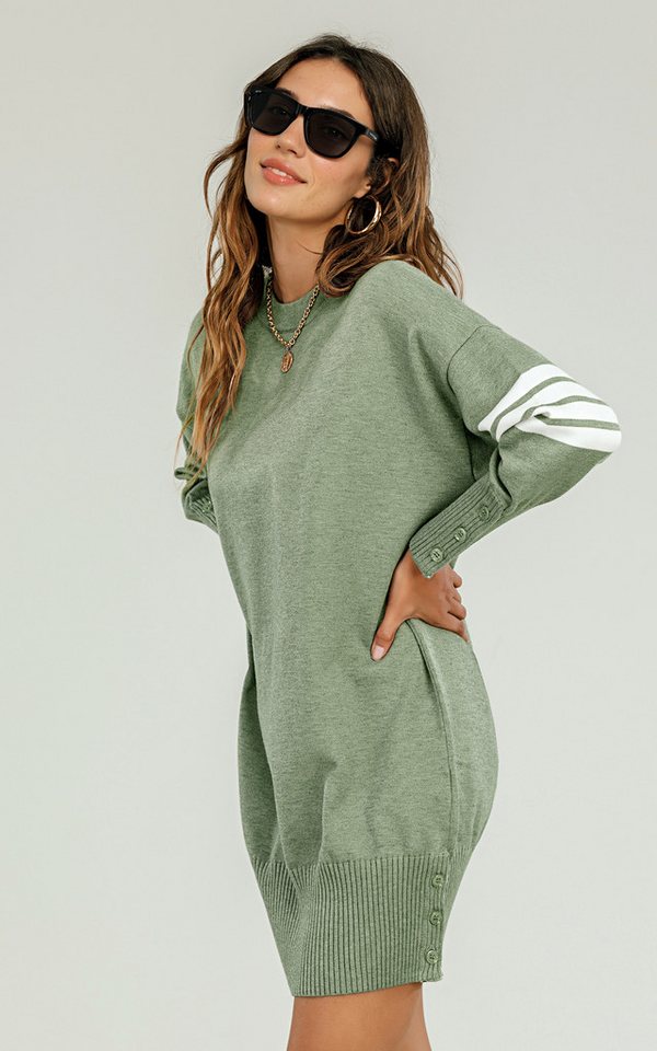 FS Collection Strickkleid Damen Gestricktes Tunika Pulloverkleid Strickkleider Longpullover (Einheitsgröße: UK 8–16 / EU 36–44, 5 Farben : Grau, Schwarz, Navy,  – Bild 2 von 4