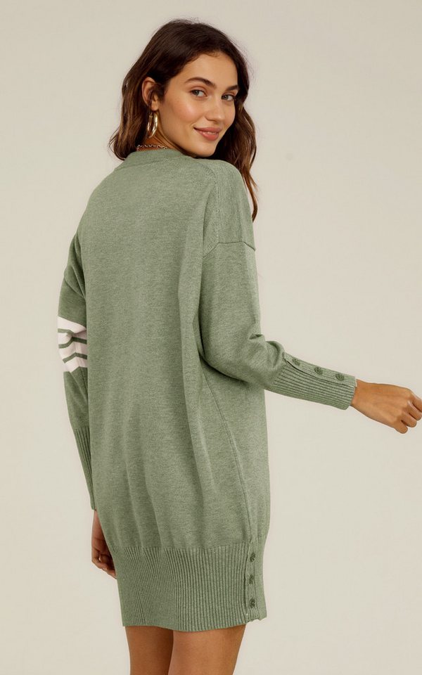 FS Collection Strickkleid Damen Gestricktes Tunika Pulloverkleid Strickkleider Longpullover (Einheitsgröße: UK 8–16 / EU 36–44, 5 Farben : Grau, Schwarz, Navy,  – Bild 4 von 4