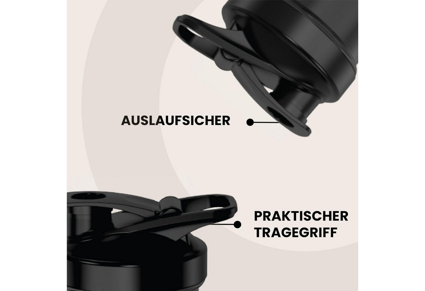 FSA NUTRITION Protein Shaker mit Pulverfach & Mischkugel - Auslaufsicher & Spülmaschinengeeignet, Shaker mit Pulverfach, Skala und Mischsieb - für Krafttraining – Bild 4 von 5