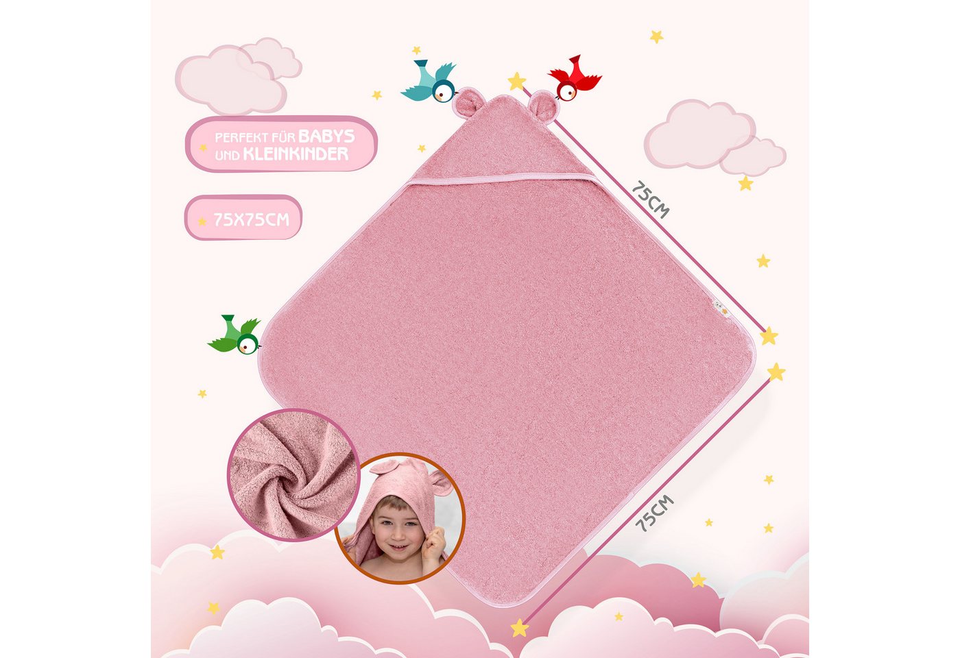 Fuchs & Panda Kapuzenhandtuch Kapuzenhandtuch Baby EXTRA dick, warm & weich aus 100% Bambus, 100% Bambus: Antimikrobiell, Atmungsaktiv, Hypoallergen, Superweich – Bild 4 von 5