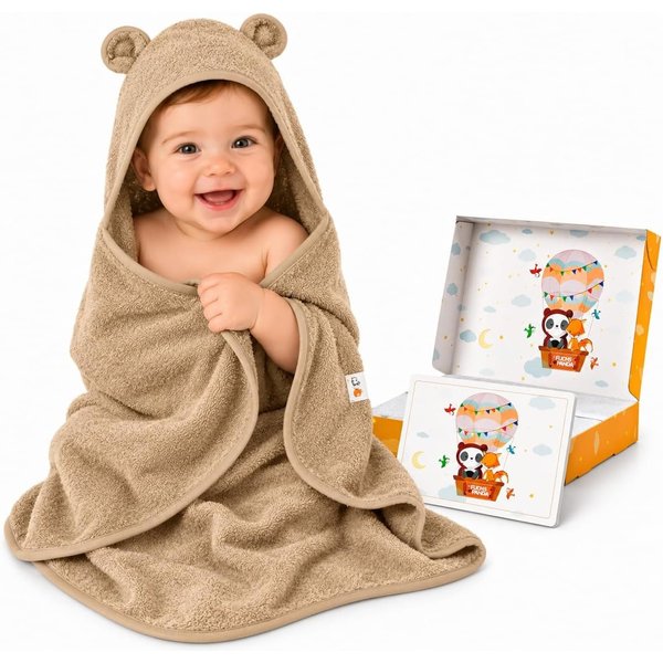 Fuchs & Panda Kapuzenhandtuch Kapuzenhandtuch Baby EXTRA dick, warm & weich aus 100% Bambus, 100% Bambus: Antimikrobiell, Atmungsaktiv, Hypoallergen, Superweich