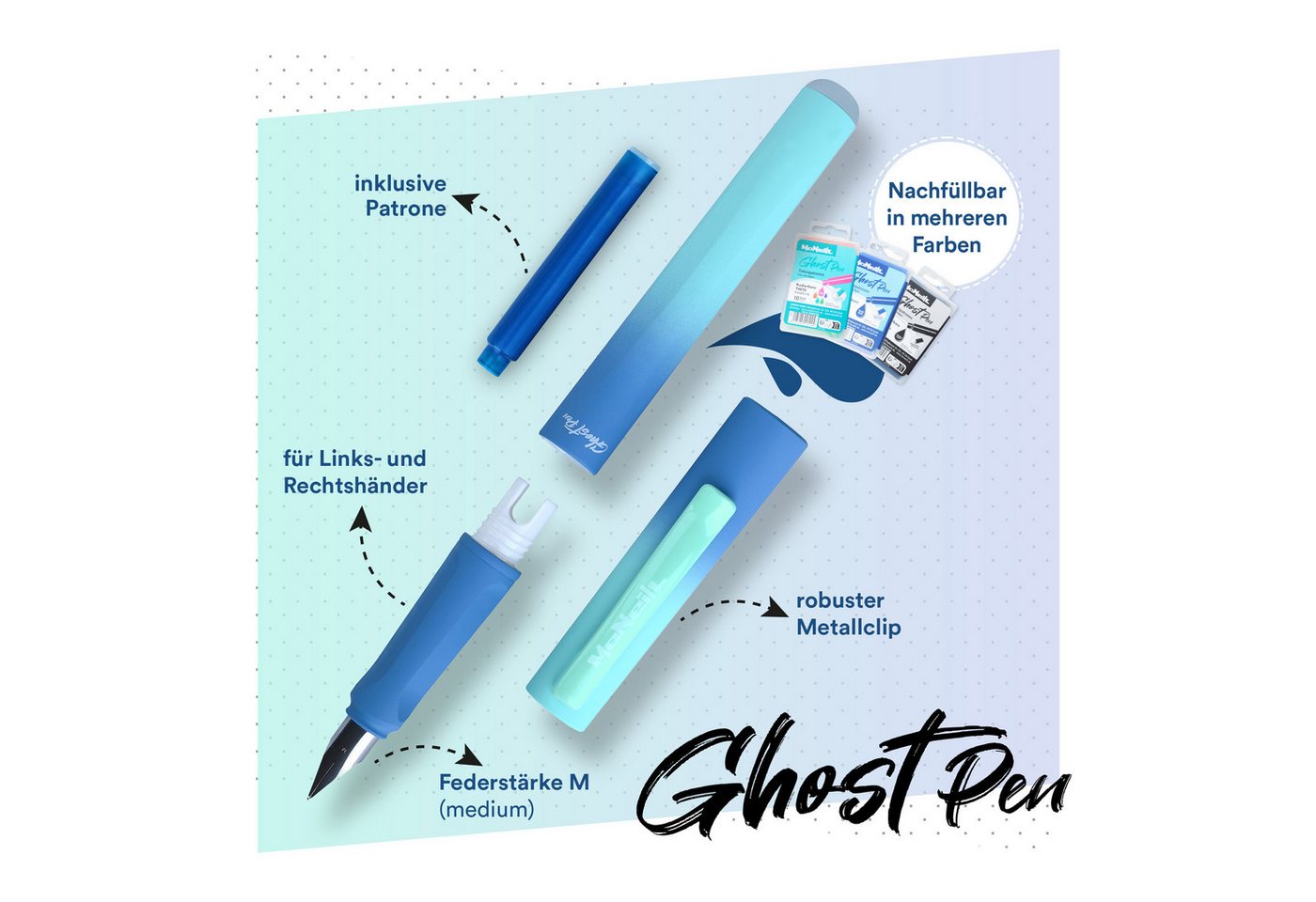 McNeill Füller McNeill Ghost Pen Füller mit radierbare Tinte ergonomisch nachfüllbar – Bild 2 von 3