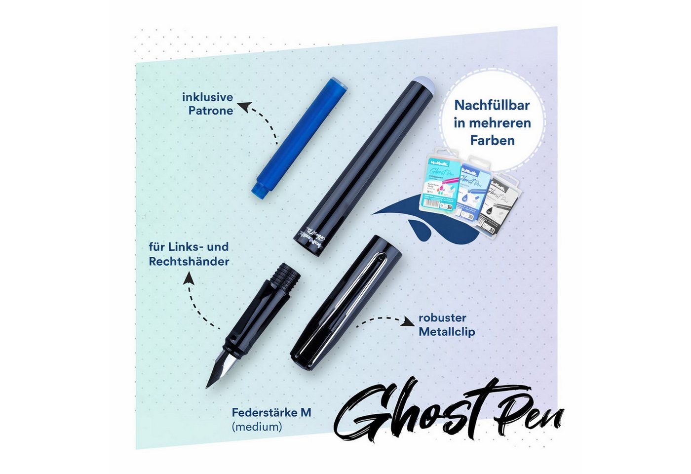 McNeill Füller McNeill Ghost Pen Füller mit radierbare Tinte ergonomisch nachfüllbar – Bild 3 von 3