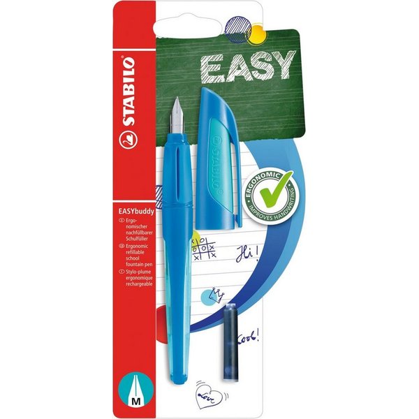 STABILO Füller Füller Stabilo Easy Buddy M dunkelblau/hellblau, Nachfüllbar