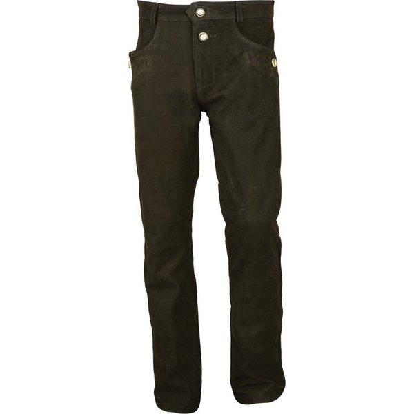 Fuente Leather Wears Trachtenlederhose Bayerische Herren-Lederhose lang, Nubuk-Leder, braun